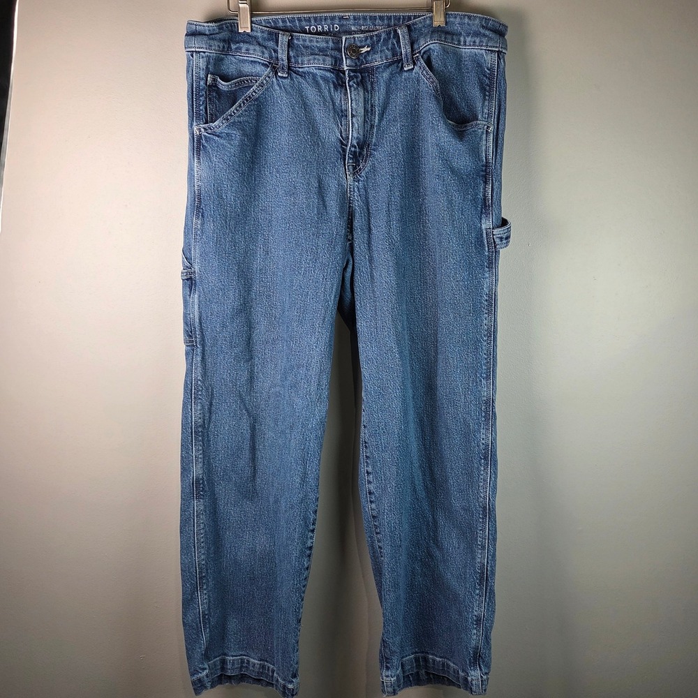 Torrid Carpenter Jeans Women 12R Blue Excellent High Rise Utility Denim 40825579